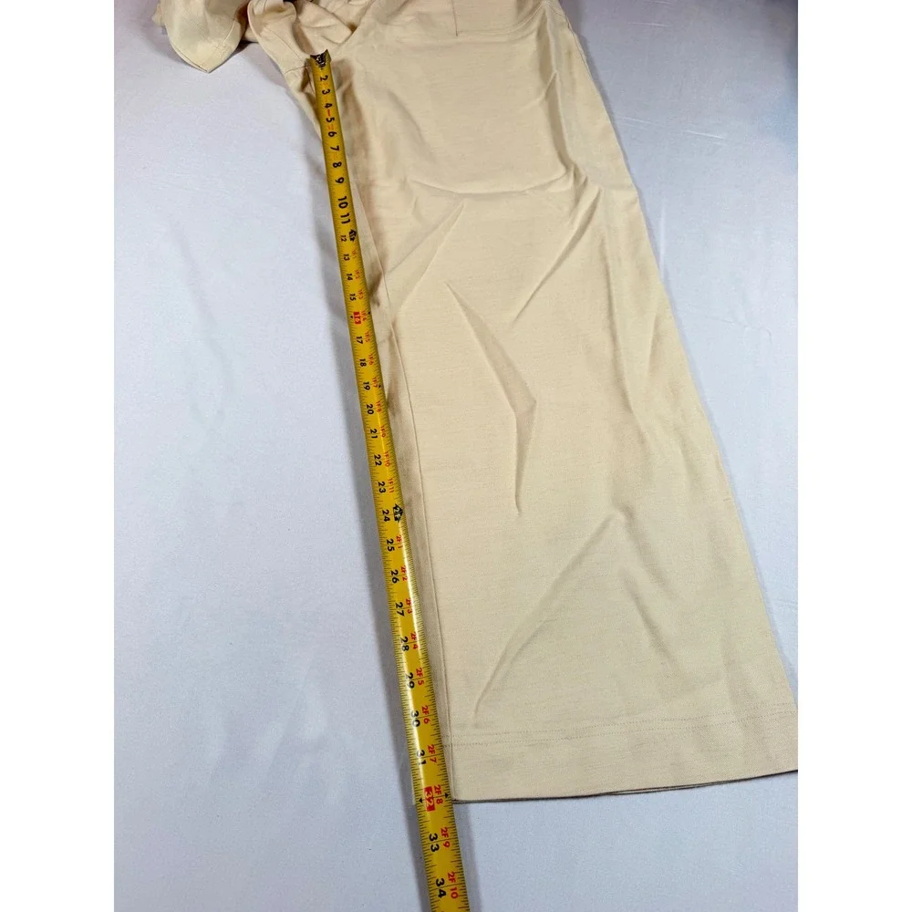 Sezane Silas Cream Linen Blend Paperbag Waist Wide Leg Trousers Pants Ecru Sz 46